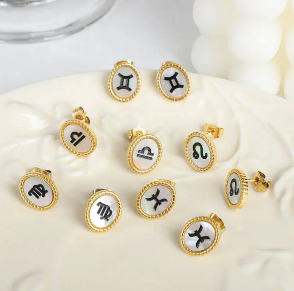 Zodiac Sign Stud Earrings