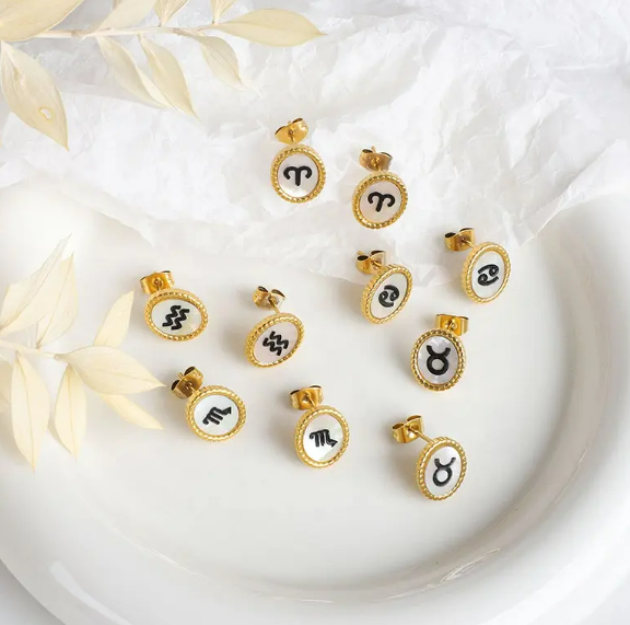 Zodiac Sign Stud Earrings